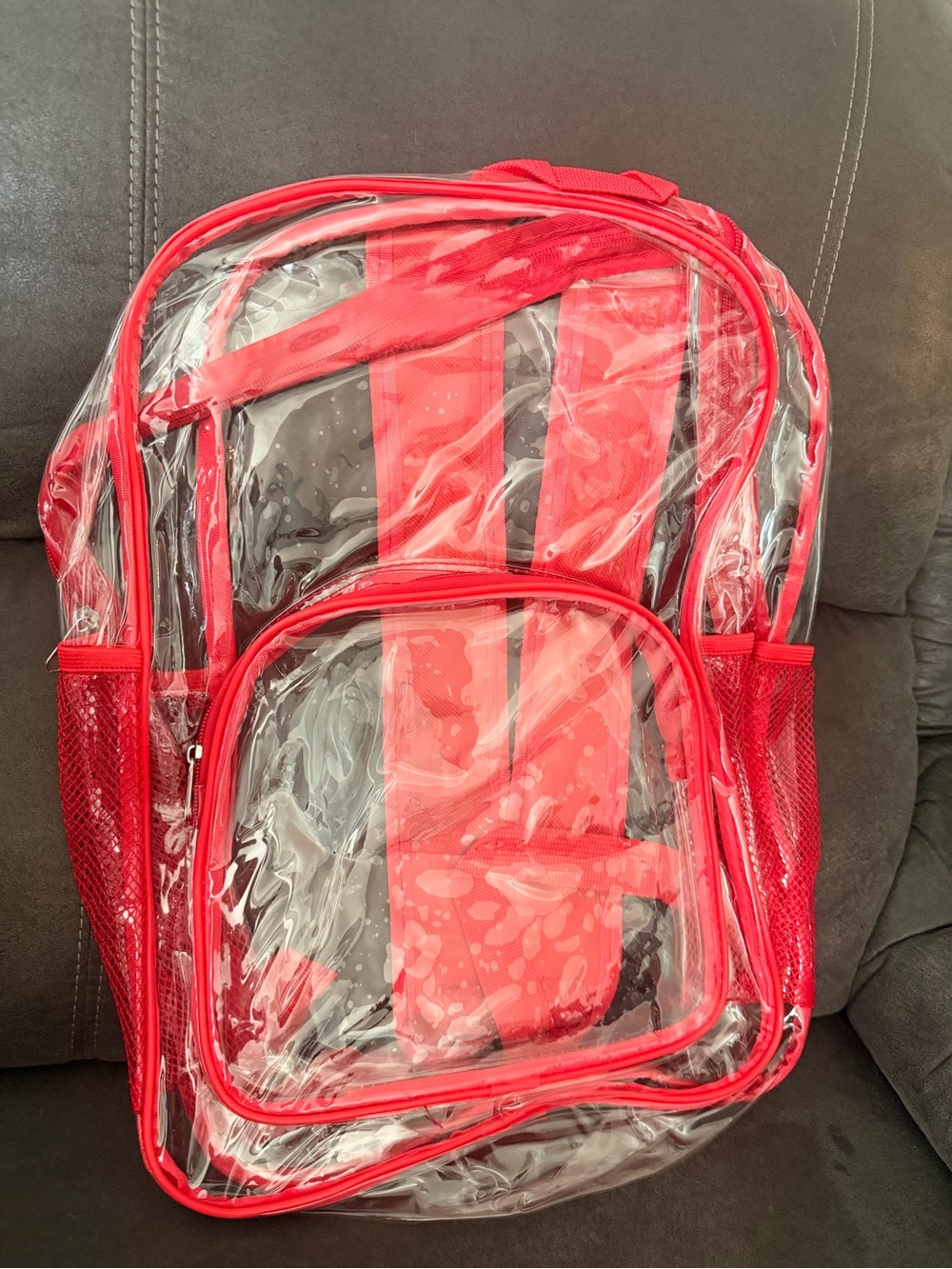Clear Red PVC Backpack with Red Trim - Unbranded